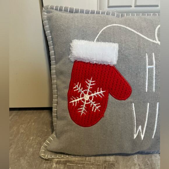 NWOT Hello Winter felt throw pillow - Picture 4 of 6